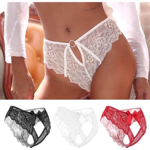 Woman Thong Sexy Lace Lingerie Temptation Low-Waist Panties Embroidery Thong Transparent Hollow Out Underwear Female G String