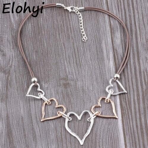 ELOYHI Boho Simple Heart Double Plating Color Matching Collar Top Quality Plated For Women Trendy Neckalce&Pendants Gift