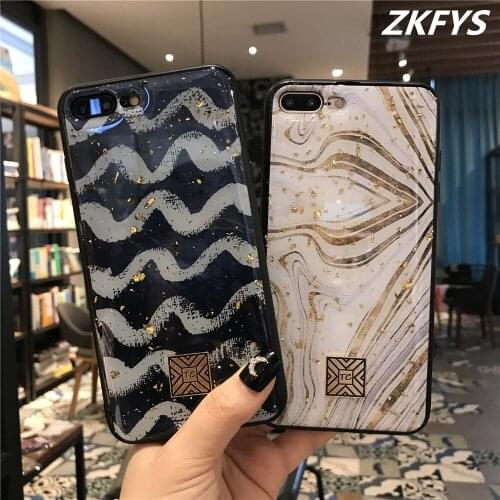 Gold Foil Marble Bling Phone Case For iPhone 11 Pro XS Max XR X TPU Ripple Glitter Cover For iPhone 7 8 6 6s Plus Soft TPU Case