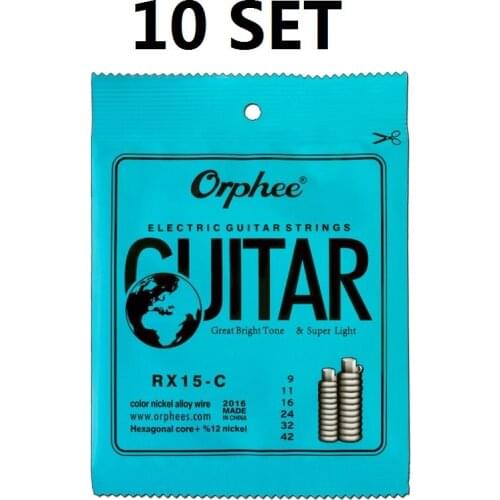 10 Set Orphee RX15-C 09-042 Colorful Electric Guitar Strings Nickel Alloy String Super Light Tension Guitar Accessories