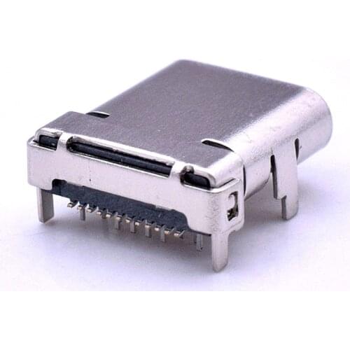 10Pcs / Lot USB 3.1 Type-C 24 Pin Four feet Female Socket SMT DIP Connector For DIY PCB Design High Current Fast Charging