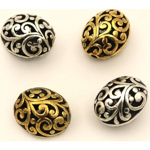 5pcs Antique Silver Color Hollow Big Egg Oval Spacer Loose Metal Beads For Jewelry Making Needlework Beadwork Diy Accessories