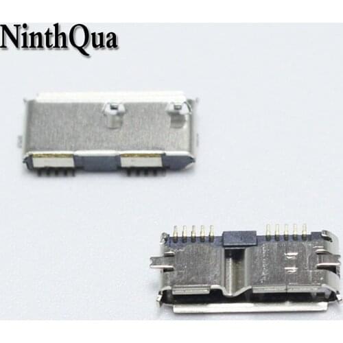 10pcs MICRO USB 3.0 Type-B Female Plug Jack SMT Mobile Hard Disk Interface Connector 2 Fixed Pins Plate Inserted Socket