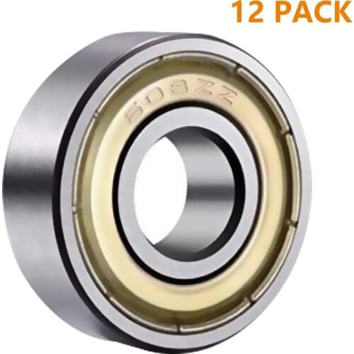 12pcs Double Shielded Miniature High-carbon Steel Single Row 608ZZ ABEC-1 Deep Groove Ball Bearing 8*22*7 8x22x7 MM 608 ZZ