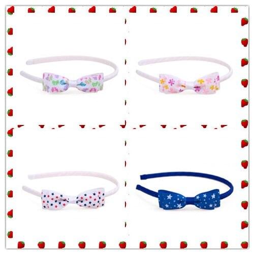 12pcs Fashion Cute Floral Ribbon Bow Hairbands Headbands Star Print Bowknot Hair Sticks Princess Headwear Girls Hair Accessories