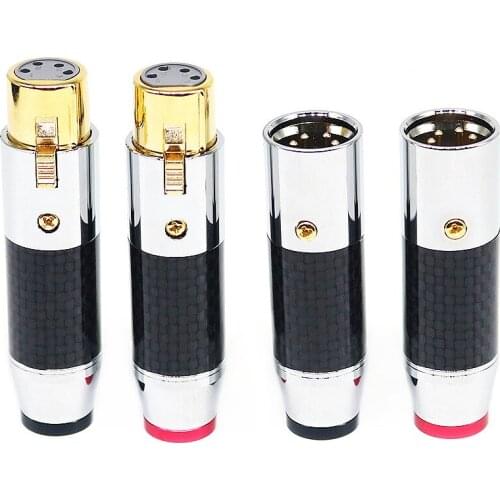 HIFI Black Male Female Carbon Fiber Plated Gold Nylon 4 Pins XLR Balanced Jack Connector
