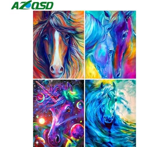 AZQSD 5D Diamond Embroidery Horse Mosaic Rhinestones Needlework Diamond Painting Animal Cross Stitch Kits Home Decor Gift