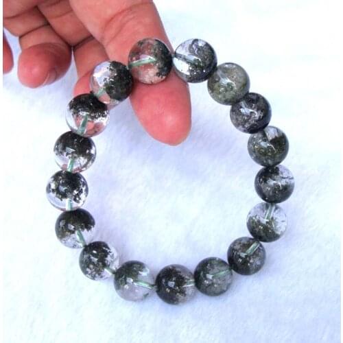 Free Shipping Natural Green Phantom Round Beads 12mm Stretch Bracelet Women Man Jewelry Accessories Weddings Parties Gift