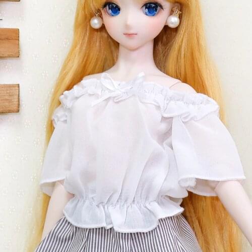 BJD Doll Clothes Summer Tops Blouse Casual Short Sleeve white Chiffon DDM/DDL 1/3 1/4 Doll Accessories