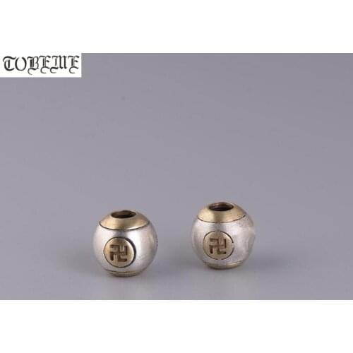 Handmade 925 Silver Fengshui Wanzi Symbol Bead Buddhist Wanzi Symbol Bead Good Luck Bead DIY Jewelry Findings