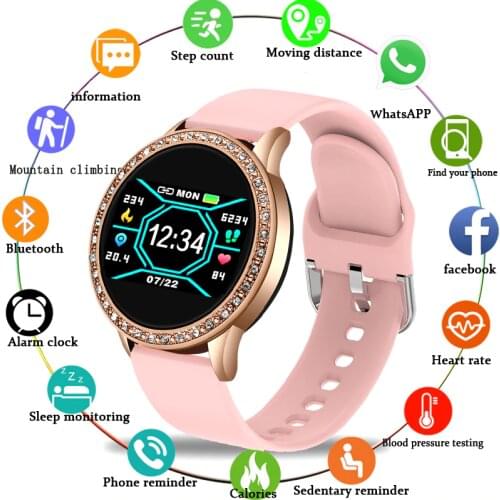 LIGE New Diamond Watch Women Smart Watch Waterproof Fitness Tracker Pedometer for Android ios Electronic watch Reloj inteligente