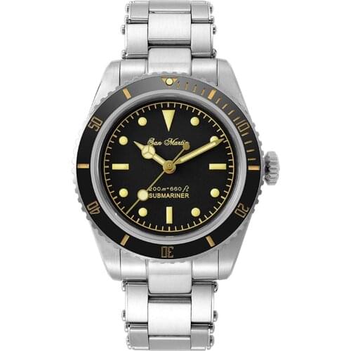San Martin Mens Diver Watches,Men Automatic Watch Retro Water Ghost Mechanical Wristwatch Luxury 200M Waterproof Luminous NH35
