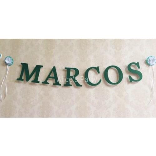 Custom Name Jungle Wood Safari theme Birthday Party Bunting Green Name Flag White Flower Decor Nursery Garland Home Decoration