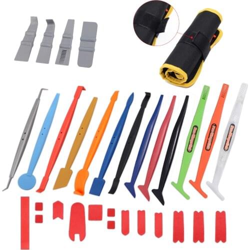 FOSHIO Car Film Wrapping Magnetic Stick Squeegee Carbon Fiber Tint Install Micro Scraper Vinyl Applicator Tools with Storage Bag
