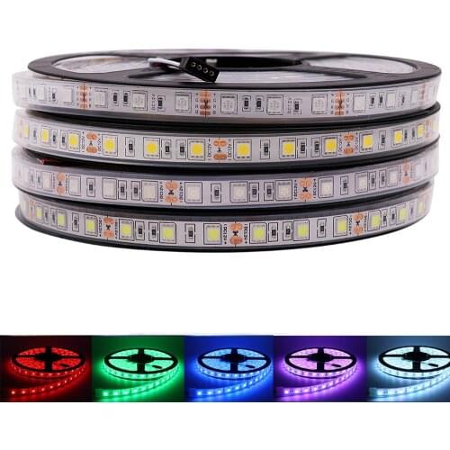 DC12V LED Strip 60LEDs/m Flexible LED Light Warm White /White/Red/Green/Blue RGB 5050 LED Strip 5m/lot