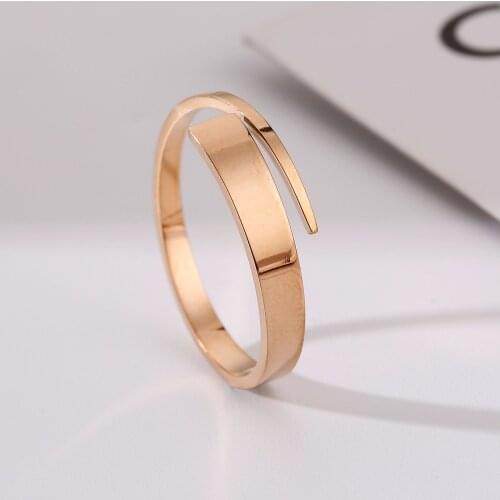 Pink Gold Color Stainless Steel Rings For Women Finger Jewelry 2021, Minimalist Woman Ring Gifts Accessories
