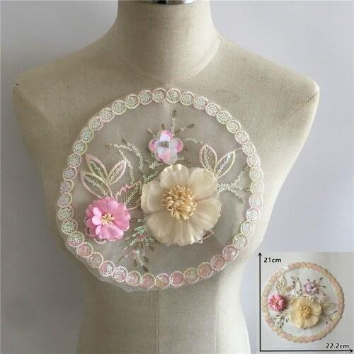 2Pieces 3D Three-dimensional Flower Lace Flower Piece DIY Sweater T-shirt Denim Pants Lace Flower