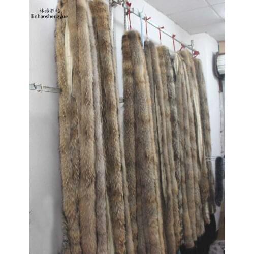 Linhaoshengyue Raccoon Cap Collar 100cm or 200cm Long Natural Fur
