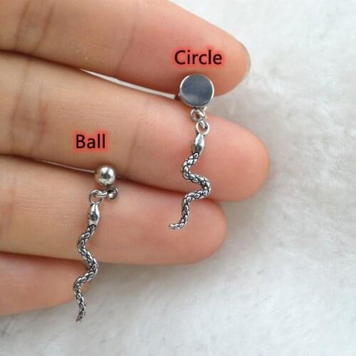 Lot50pcs Body Piercing Jewelry- All Stainless Steel Snake Ear Hoop Ring PUNK EMO Circle Earrings Men/Women Ear Stud/Earring Hot
