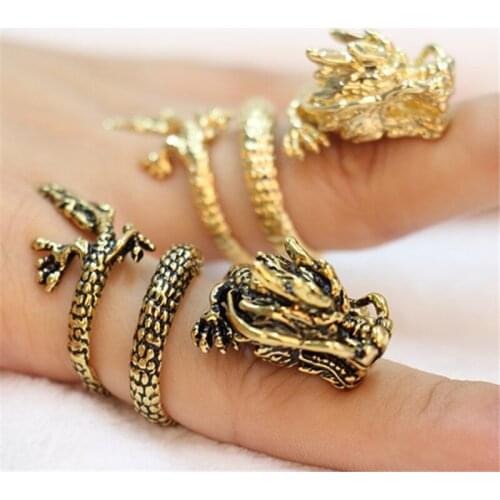 Fashion Chinese dragon rings Antique Plated ancient rings for women