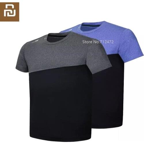 Youpin Mens patchwork sports T-shirt Quick-drying High elasticity soft Reflective Short Sleeve Loose Tee Shirt Tops