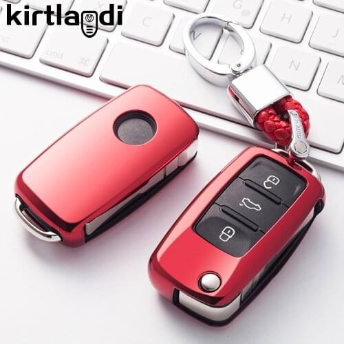 For VW Volkwagen Polo Passat Golf 6 Caddy for Skoda Fabia Octavia 2 A5 Soft TPU Protection Car Key Case Cover Auto Accessories