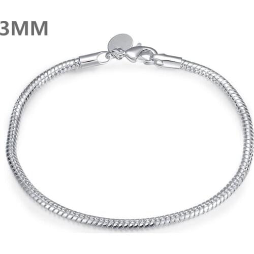 Wholesale free shipping wholesale silver plated bracelets for women silver fashion jewelry 3MM 4MM Snake Bone Bracelets GY-AH085