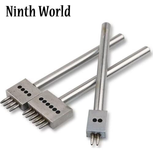 4mm Leather Spacing Hole Tool Leather Craft 1mm Hole Diameter Punch Tools Round Row Punch Drilling Tool 2/4/6 Prong Hole