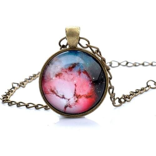 Art picture galaxy pendant necklace glass cabochon necklace antique Bronze chock necklace women necklace jewelry fashion