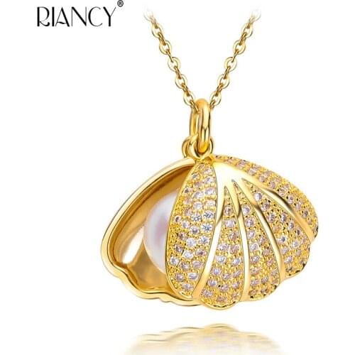 Fashion Natural Freshwater Shell shape Pearl Necklace Pearl Jewelry Pendants 925 Sterling Silver Jewelry For Women Gift