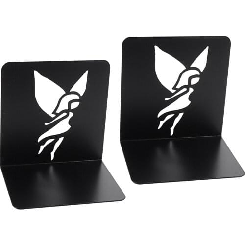 Angel Baby Girl Hollow Out Book Stand Metal Fashion Bookends Bookends for Shelves Metal Bookend Supports for Shelves and Desk