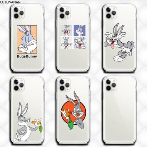 Cute bunny Phone Case Clear for iphone 12 11 Pro max mini XS 8 7 6 6S Plus X 5S SE 2020 XR cover