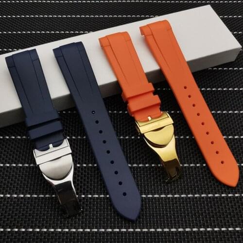 Top quality 22mm watchband Black Waterproof Silicone Rubber Replacement Wrist Watch Band Silver Gold Clasp For Tudor strap tools