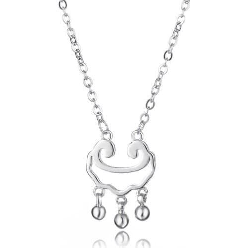 S925 jewelry auspicious luck safety long life lock Pendant Necklace pure r gift jewelry female