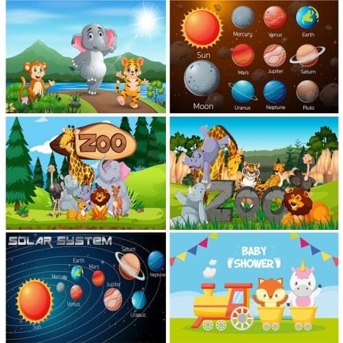 SHENGYONGBAO Children Kids Baby Birthday Backdrops Cartoon Animals Zoo Photography Backgrounds For Photo Studio 2020108YAX-04
