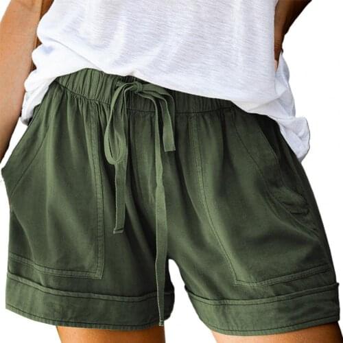Shorts Drawstring Elastic Waist Women Loose Pockets Mini Shorts for Beach Loose Pockets Mini Shorts Drawstring Shorts