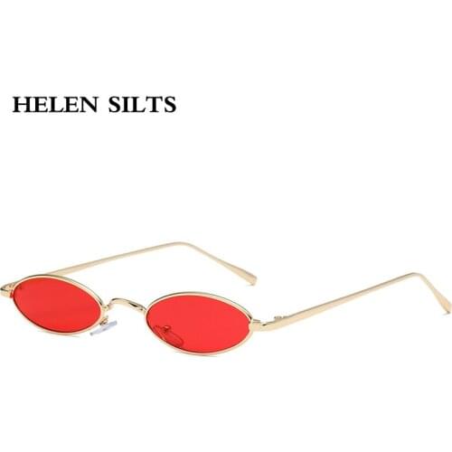 New Trendy Small Oval Frame Sunglasses Women Fashion Alloy Round Red Pink Sun Glasses Female Retro Shades Eyewear UV400 H80