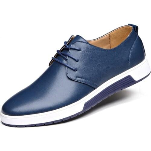 Brand Men Shoes Trendy Black Blue Brown Flat Shoes Genuine Leather Designer Breathable Mens Casual shoes winter snow shoes