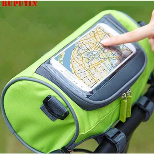 RUPUTIN Bicycle Bags Panniers Touch Screen Cycling Phone Bag Front Bicycle Tube Handlebar Tube Cylinder Bags Travel Accessories