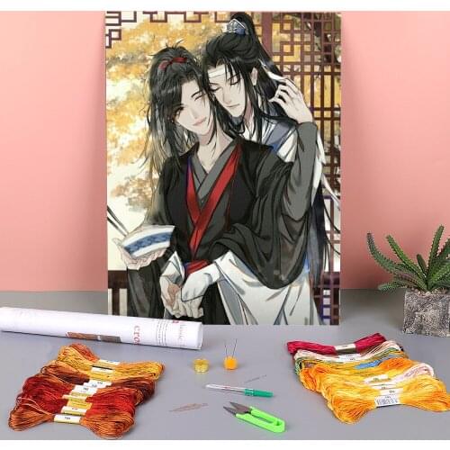 Mo Dao Zu Shi Printed Water-Soluble Canvas 11CT Cross-Stitch Complete Kit Embroidery DMC Threads Painting Handicraft Decor