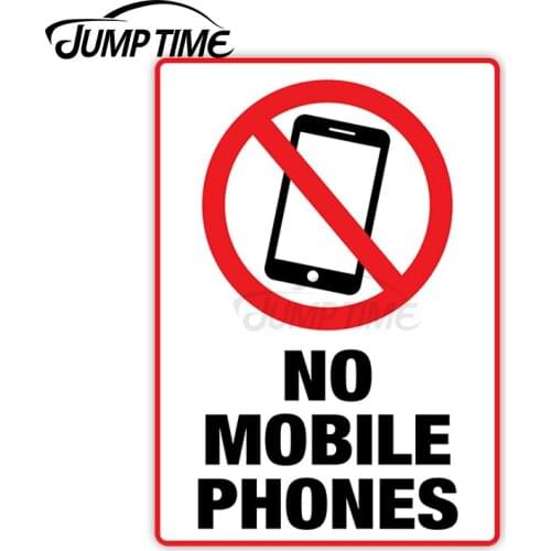 Jump Time 8cm x 13cm Car Sticker No Mobile Phones Sign Car Decor Creative Bulding Window Door Waterproof Vinyl Car Decoration