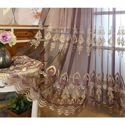 Voile Curtain minimalist embroidery curtain window screen living room balcony fabric curtain