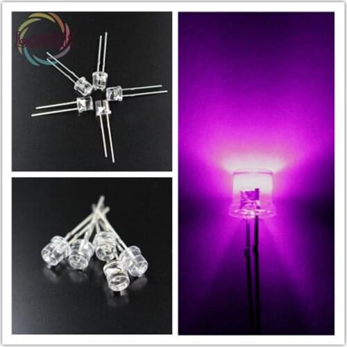 High Quality 1000pcs 5MM Flat Top Pink led Wide Angle 5mm Ultra Bright LED light Emitting Diodes Electronic Components Wholesale