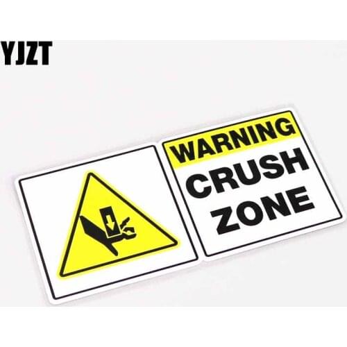 YJZT 15CM*7CM Warning CRUSH ZONE PVC Reflective Car Sticker Car Window Decal 13-0331