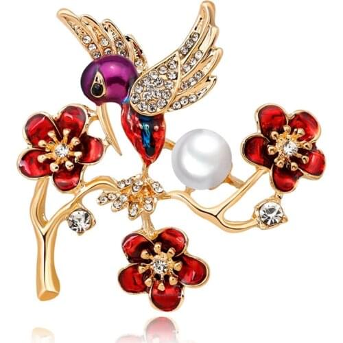 2020 Fashion Animals Brooch Pins Bird Flower Brooches For Women Crystal Brooch