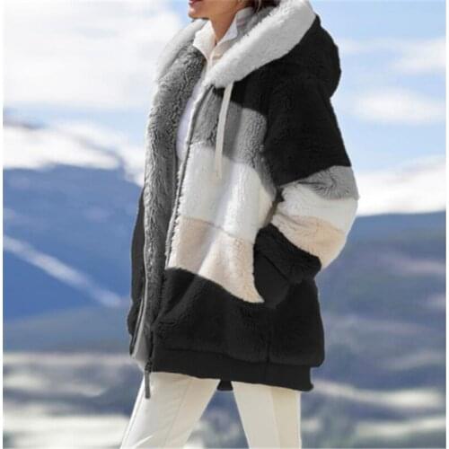 Woman Winter Coat Down Jacket Teddy Coat Women Warm Fleece Jacket Female Ladies Clothes Hooded Zipper Top Veste Femme