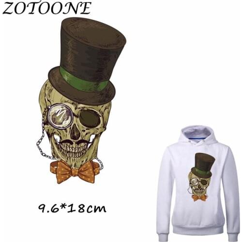 ZOTOONE Heat Transfer Clothes Stickers Hat Skull Patches for T Shirt Jeans Iron-on Transfers DIY Decoration Applique Clothes C