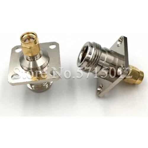 1pcs N/SMA-KJF N Type Famale Head Turn to SMA Male Head Plug Connector with Flange Nickel Plated Brass Test Head RF Adaptor