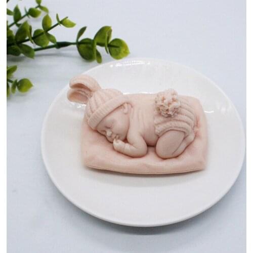 1Pc 3D Sleeping Baby Silicone Mold Chocolate Candy Fondant Mold Handmade Soap Candle Plaster Resin Making Tool Candle Moulds