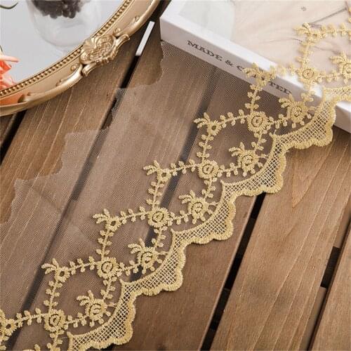 1 Yard Gold Lace Trim Embroidery Bridal Jewelry Wedding Craft Sewing Fabric Mesh